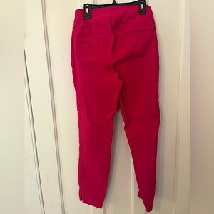 Bright Pink Ankle Slit Skinny Pants
